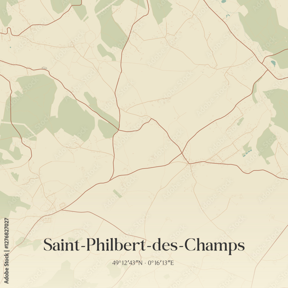 Fototapeta premium Vintage map of Saint-Philbert-des-Champs, France.