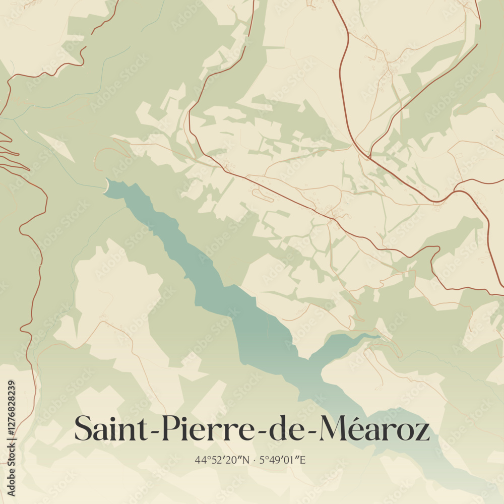 Obraz premium Vintage map of Saint-Pierre-de-Méaroz, France.