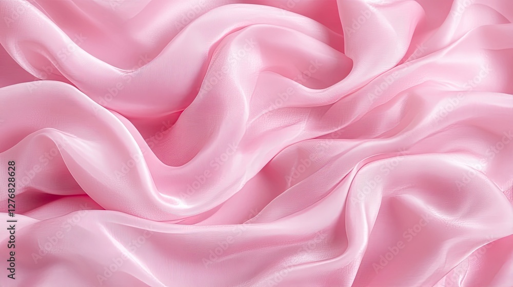 Fototapeta premium Soft pink silk with delicate folds creates an elegant texture, ideal for design projects requiring a graceful and pastel aesthetic