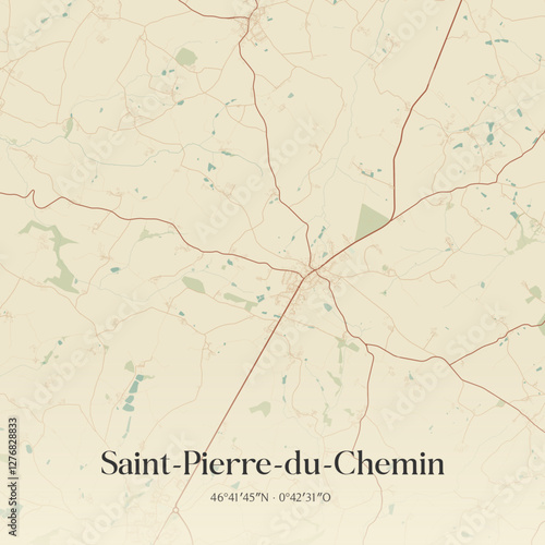 Vintage map of Saint-Pierre-du-Chemin, France.
