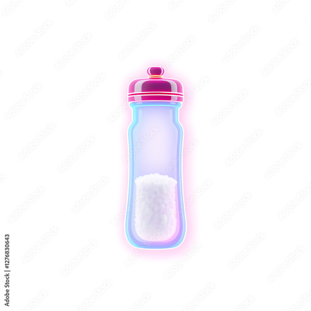 Salt shaker holographic 3D icon. neon symbol vector illustration isolated on white background. Generative AI Salt shaker holographic 3D icon. neon symbol vector illustration isolated on white background. Generative AI
