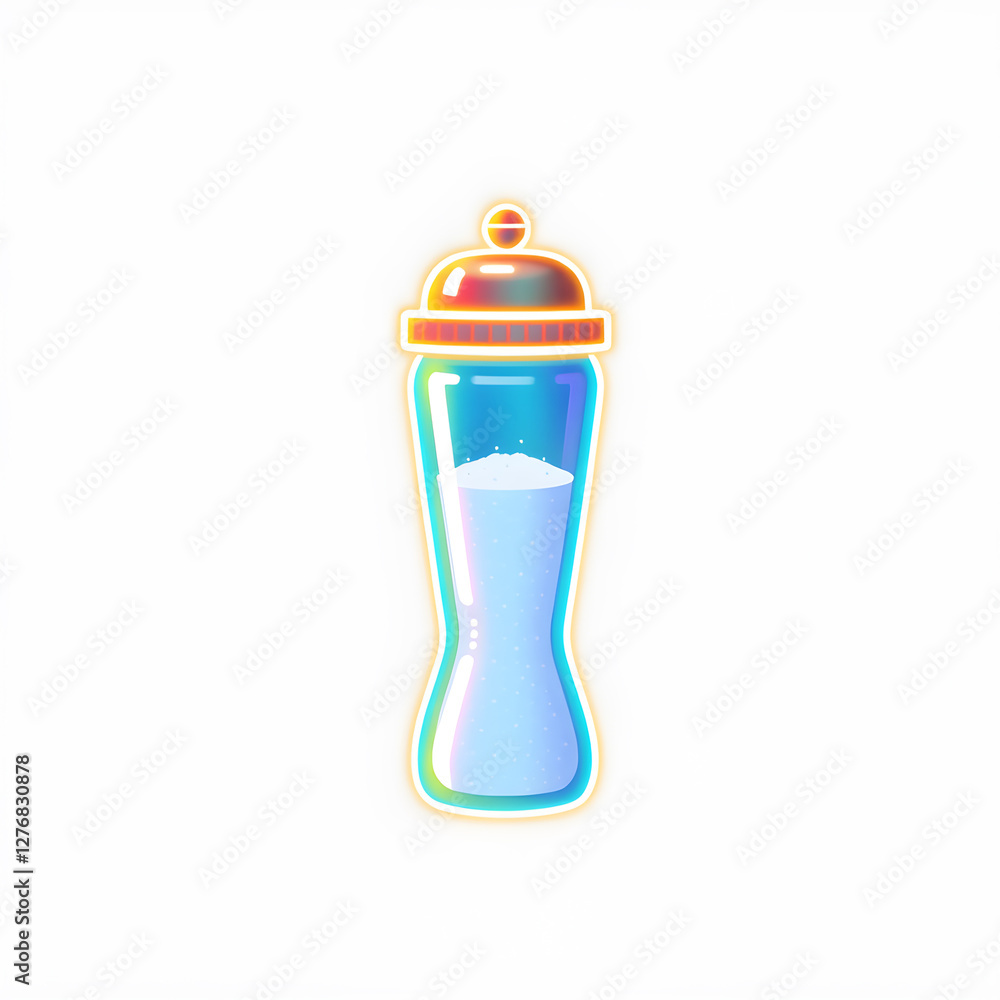 Salt shaker holographic 3D icon. neon symbol vector illustration isolated on white background. Generative AI Salt shaker holographic 3D icon. neon symbol vector illustration isolated on white background. Generative AI