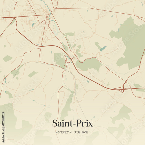 Vintage map of Saint-Prix, France.