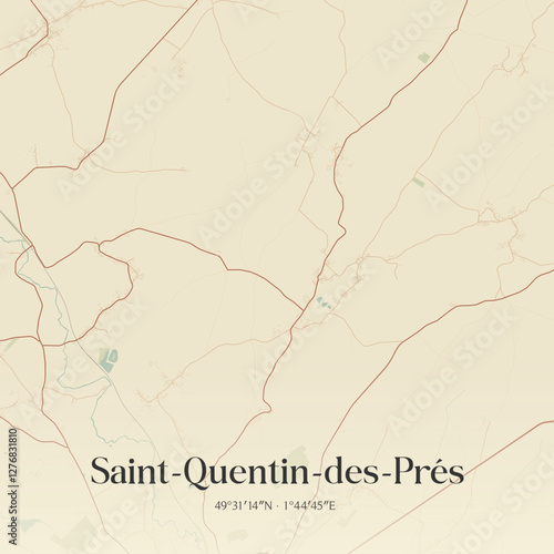 Vintage map of Saint-Quentin-des-Prés, France.