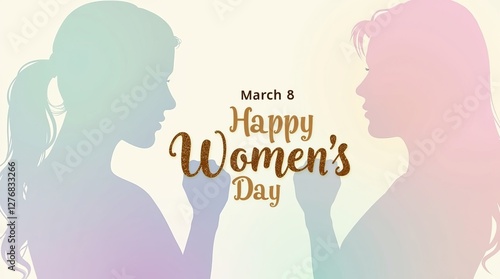 Wallpaper Mural Silhouette of a girl, delicate stylish postcard Women's Day. Torontodigital.ca