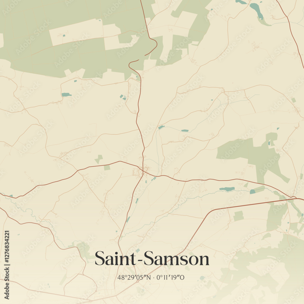 Fototapeta premium Vintage map of Saint-Samson, France.