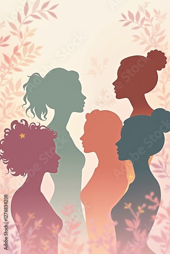 Different Women, Women's Day Card Concept, Template, Copy Space.