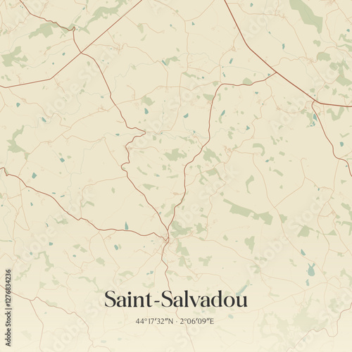Vintage map of Saint-Salvadou, France.