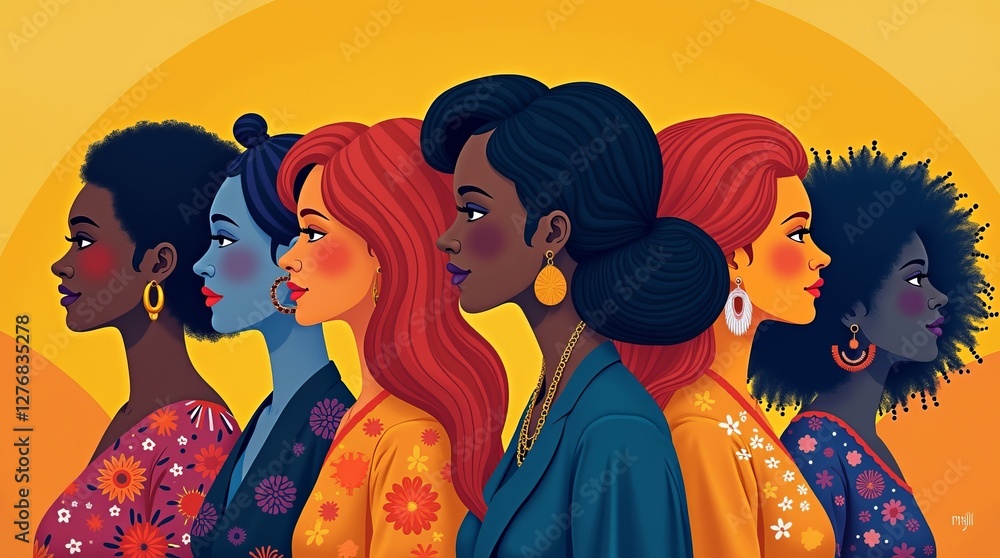 Postcard for Women's Day, many different women and text. Postcard for Women's Day, many different women and text.