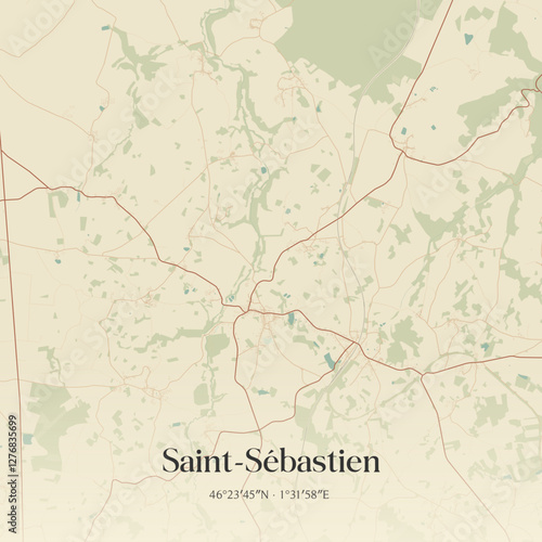 Vintage map of Saint-Sébastien, France.