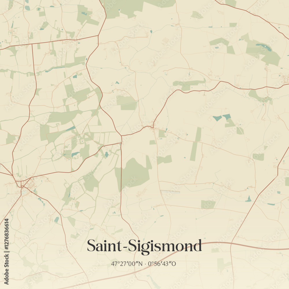 Fototapeta premium Vintage map of Saint-Sigismond, France.