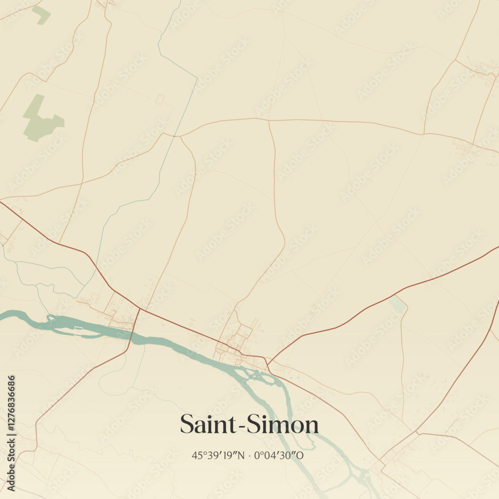 Fototapeta premium Vintage map of Saint-Simon, France.