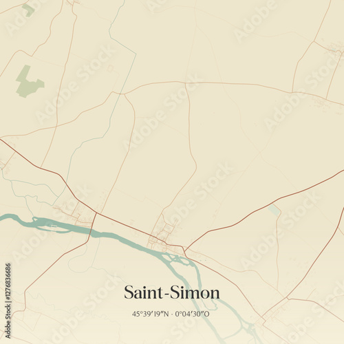 Vintage map of Saint-Simon, France.