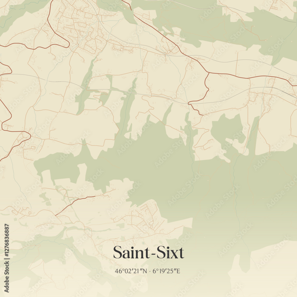 Obraz premium Vintage map of Saint-Sixt, France.