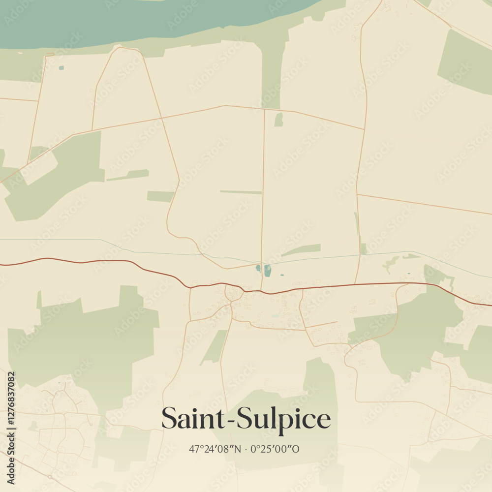 Obraz premium Vintage map of Saint-Sulpice, France.