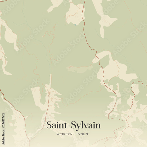 Vintage map of Saint-Sylvain, France.