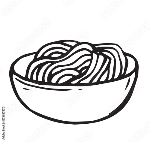 a plate of pasta. vector illustration in doodle style