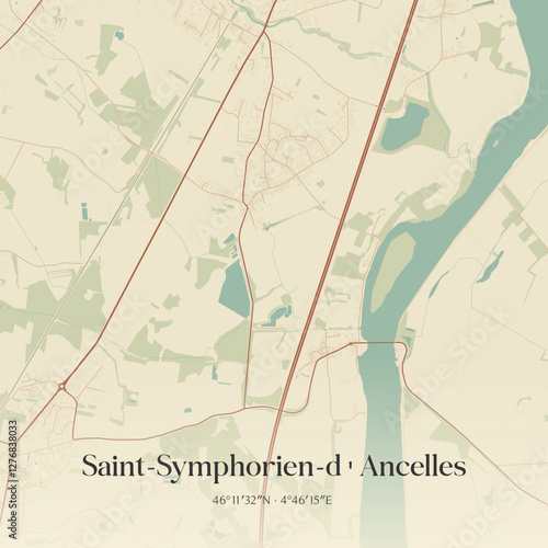 Vintage map of Saint-Symphorien-d'Ancelles, France.