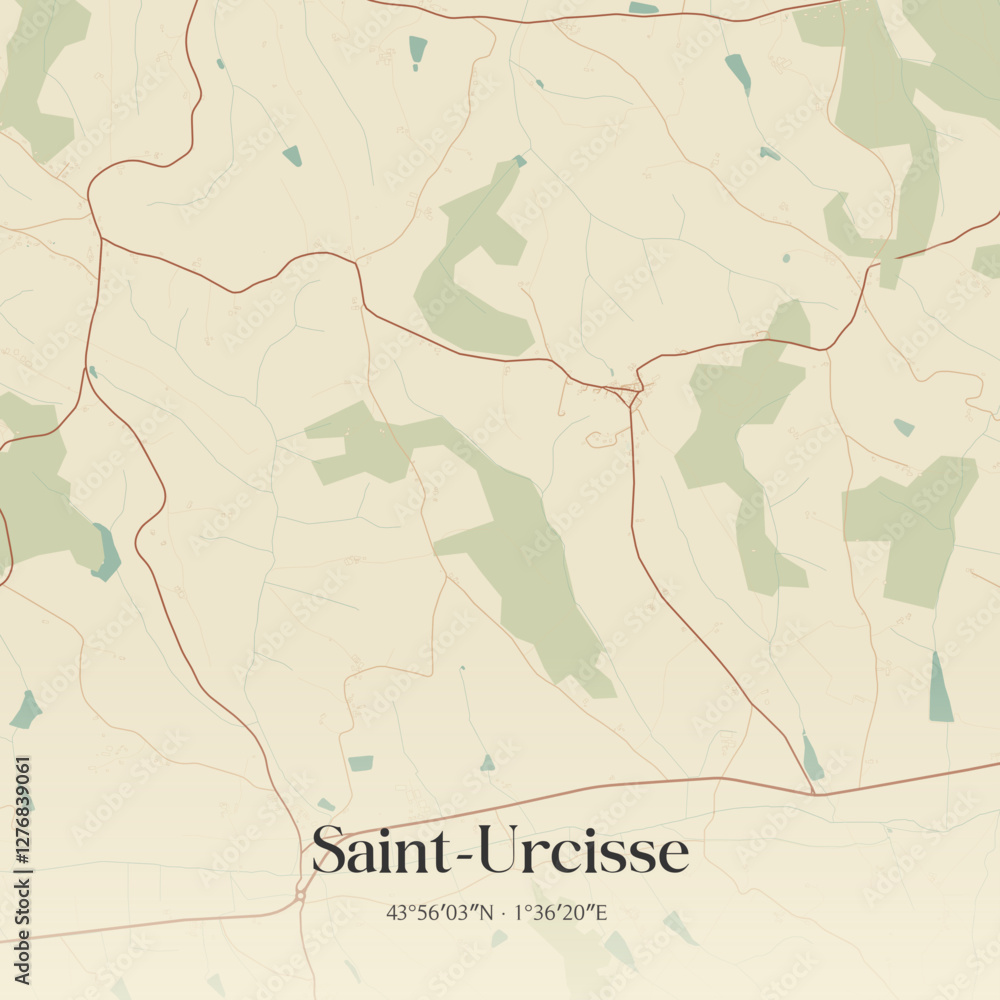 Obraz premium Vintage map of Saint-Urcisse, France.