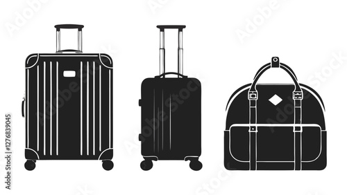 Serene Airport Scene with Colorful Luggage and Airplanes in the Background