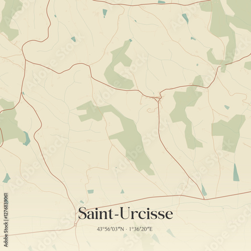 Vintage map of Saint-Urcisse, France.