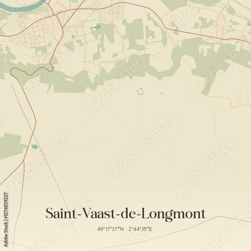 Vintage map of Saint-Vaast-de-Longmont, France.