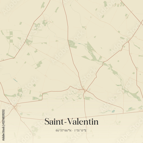 Vintage map of Saint-Valentin, France.