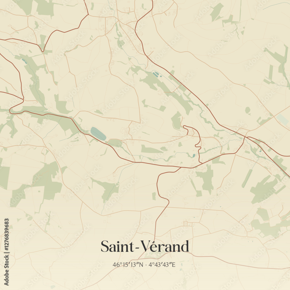 Obraz premium Vintage map of Saint-Vérand, France.