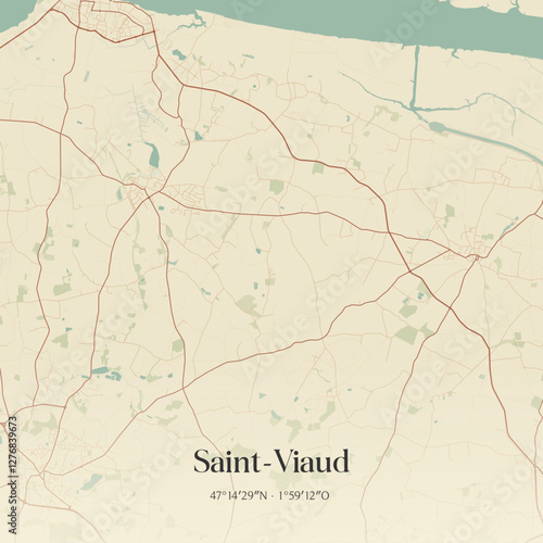 Vintage map of Saint-Viaud, France.