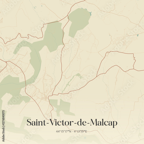 Vintage map of Saint-Victor-de-Malcap, France.