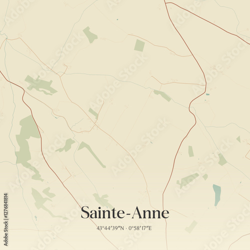 Vintage map of Sainte-Anne, France.