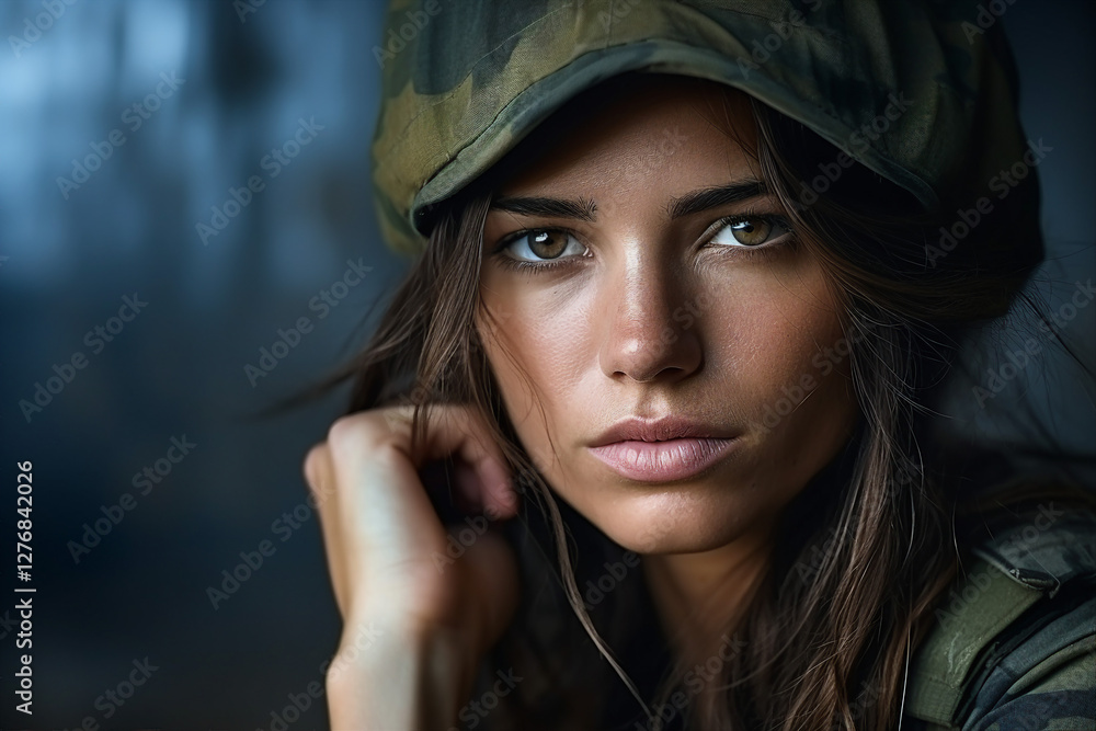 Generated with ai image of male brave soldier wearing camouflage during a military operation fighting for freedom Generated with ai image of male brave soldier wearing camouflage during a military operation fighting for freedom