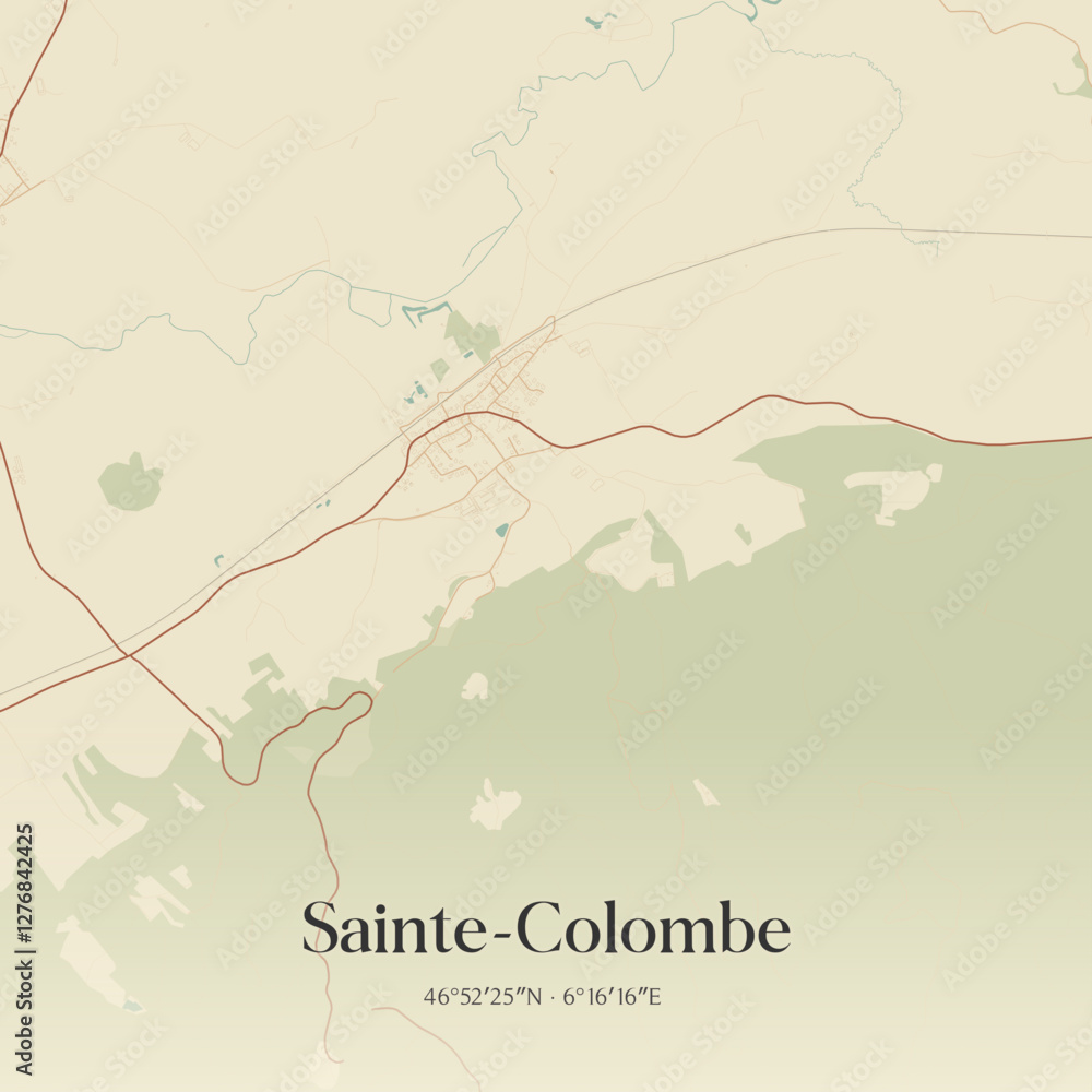 Obraz premium Vintage map of Sainte-Colombe, France.