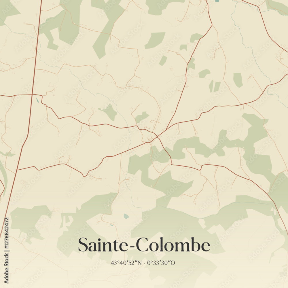 Obraz premium Vintage map of Sainte-Colombe, France.