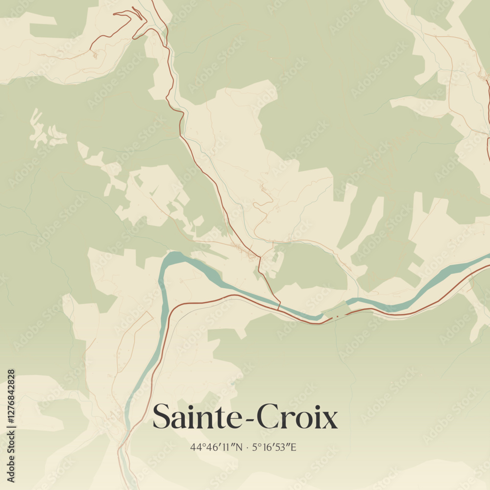 Obraz premium Vintage map of Sainte-Croix, France.
