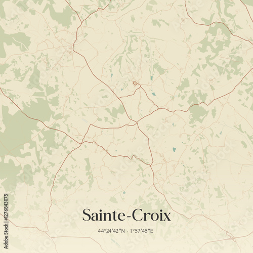 Vintage map of Sainte-Croix, France.