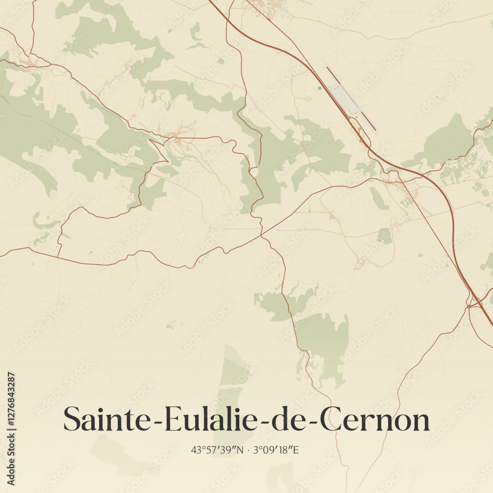 Obraz premium Vintage map of Sainte-Eulalie-de-Cernon, France.