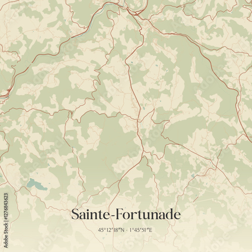 Vintage map of Sainte-Fortunade, France.