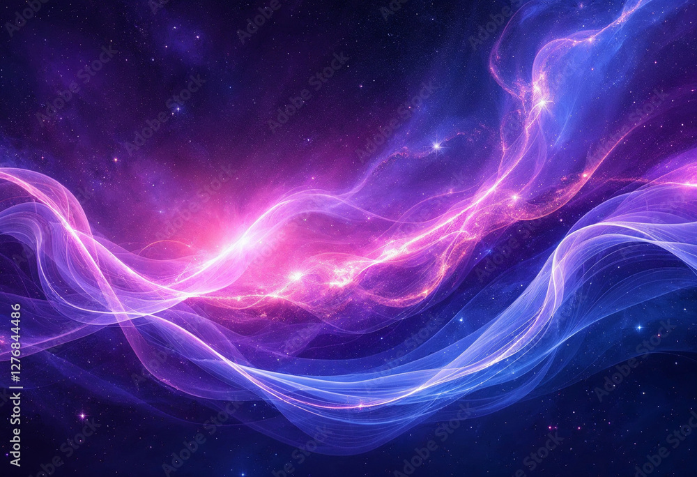 Vibrant cosmic abstract space with swirling blue and purple energy lights illuminating the dark universe Vibrant cosmic abstract space with swirling blue and purple energy lights illuminating the dark universe