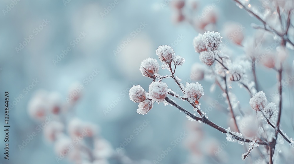 Serene Winter Natural Background with Snow and Copy Space Serene Winter Natural Background with Snow and Copy Space