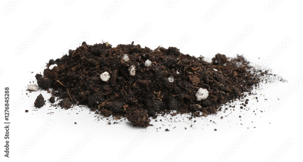 Pile of fresh soil isolated on white Pile of fresh soil isolated on white