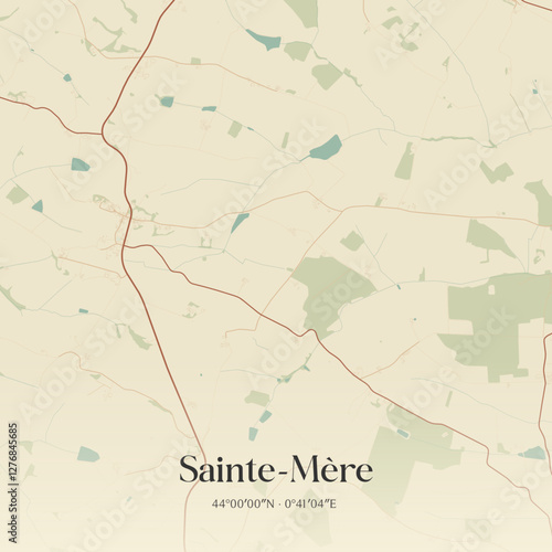 Vintage map of Sainte-Mère, France.