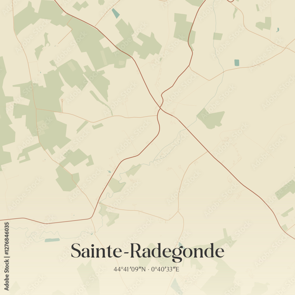 Fototapeta premium Vintage map of Sainte-Radegonde, France.