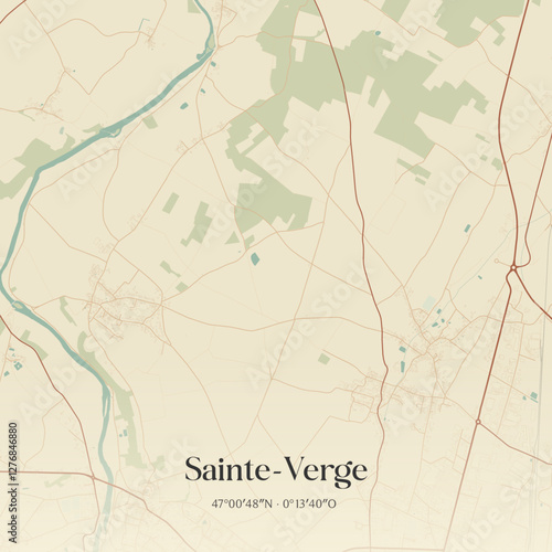 Vintage map of Sainte-Verge, France.