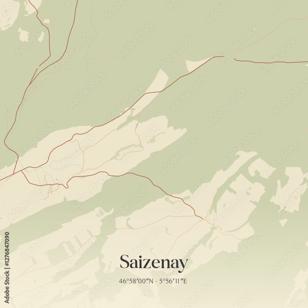 Obraz premium Vintage map of Saizenay, France.