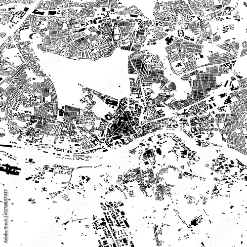 Buildings map of Newcastle upon Tyne Great Britain