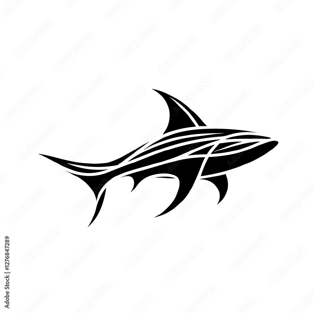 Obraz premium Stylized shark illustration with tribal design