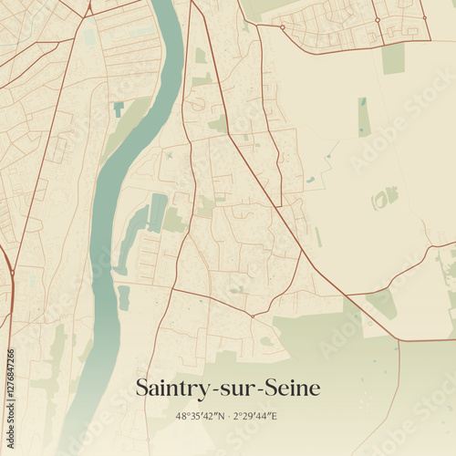 Vintage map of Saintry-sur-Seine, France.