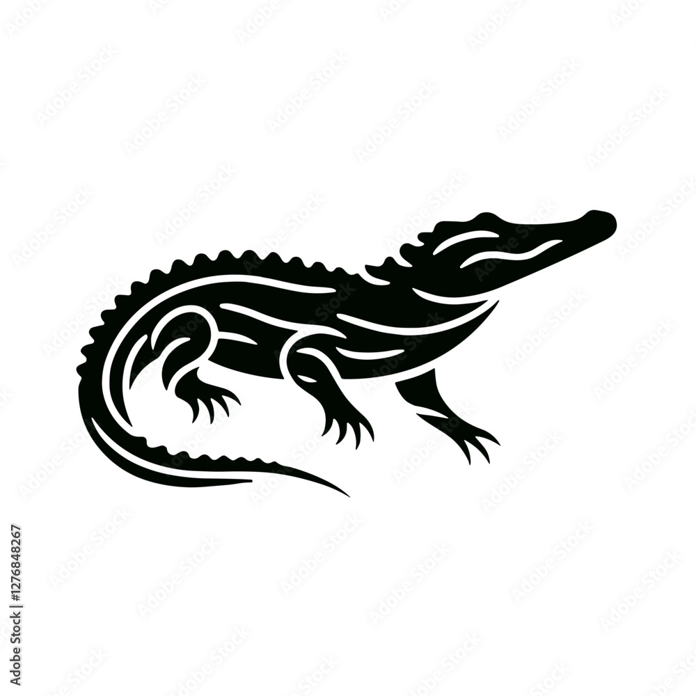 Obraz premium Stylized crocodile illustration in black and white