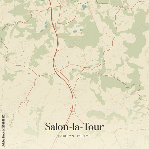 Vintage map of Salon-la-Tour, France.